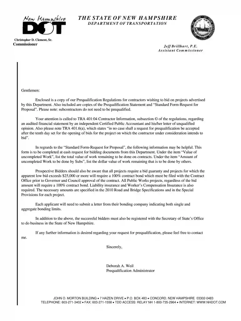 nhdot prequalified contractors Preview on Page 1