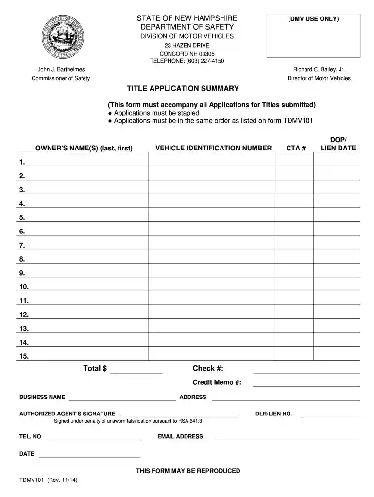 nh title application Preview on Page 1
