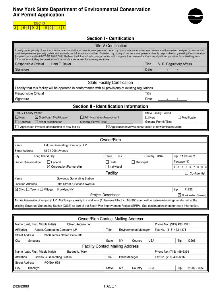 nysdec title v applications form Preview on Page 1