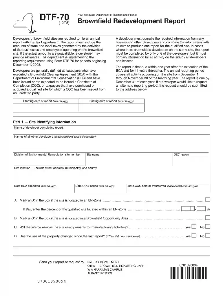 dtf 70 form online ny 2008 Preview on Page 1
