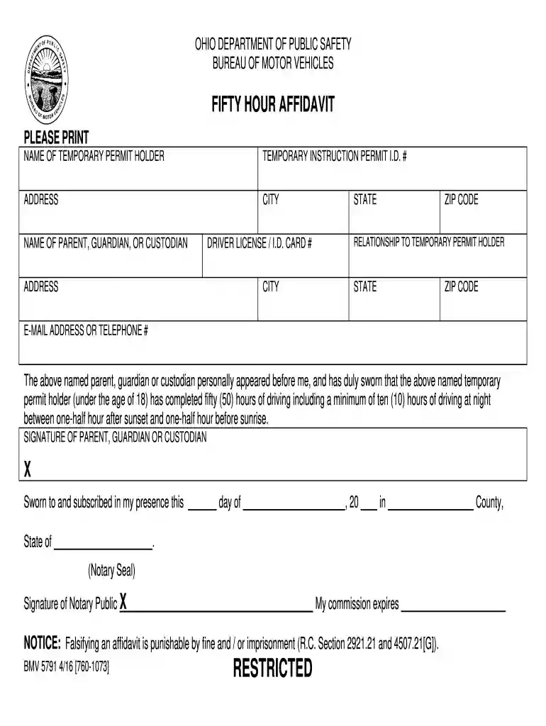 affidavit form for driving license Preview on Page 1