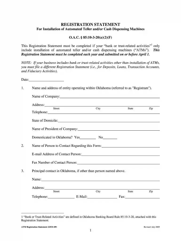 oklahoma atm registration Preview on Page 1