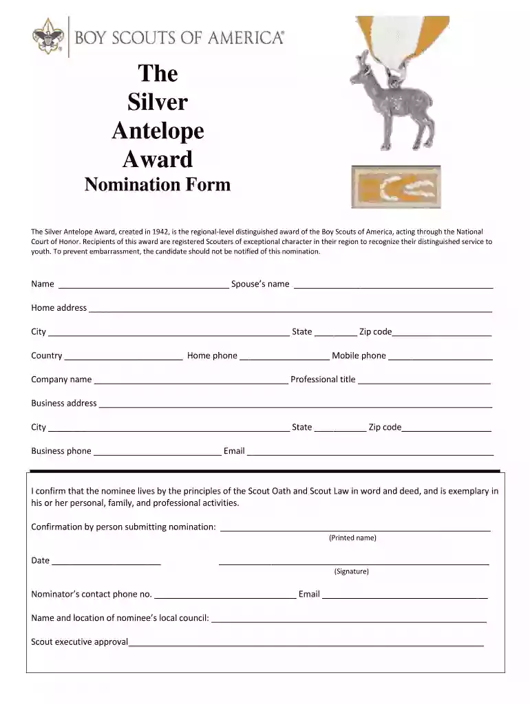 silver antelope award nomination form Preview on Page 1