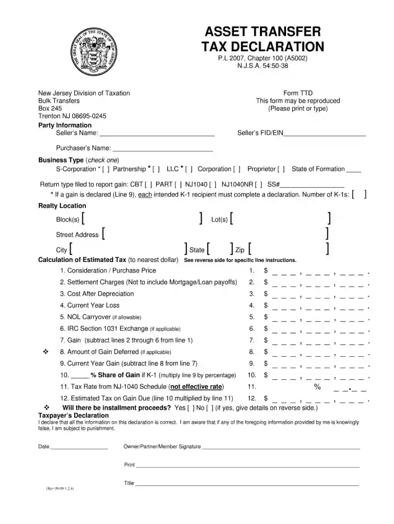 ttd 2009 form Preview on Page 1