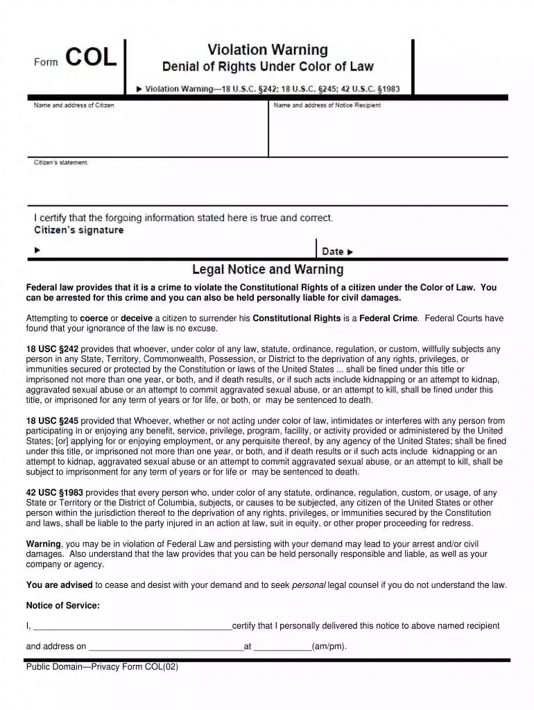 col form Preview on Page 1