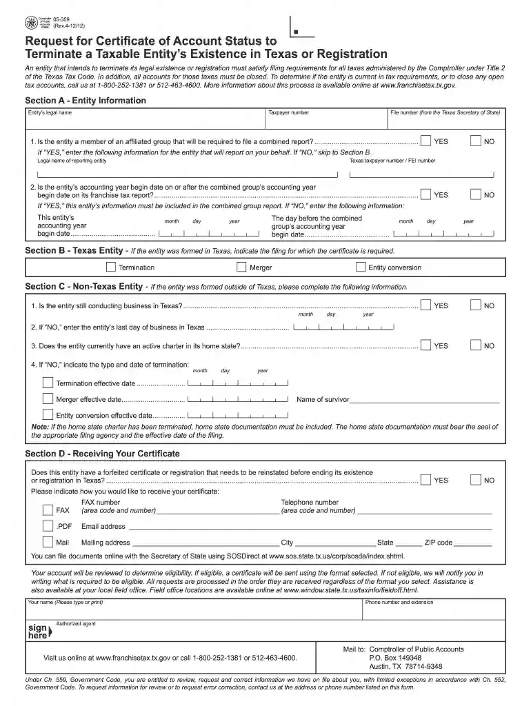 05 359 2012 form Preview on Page 1