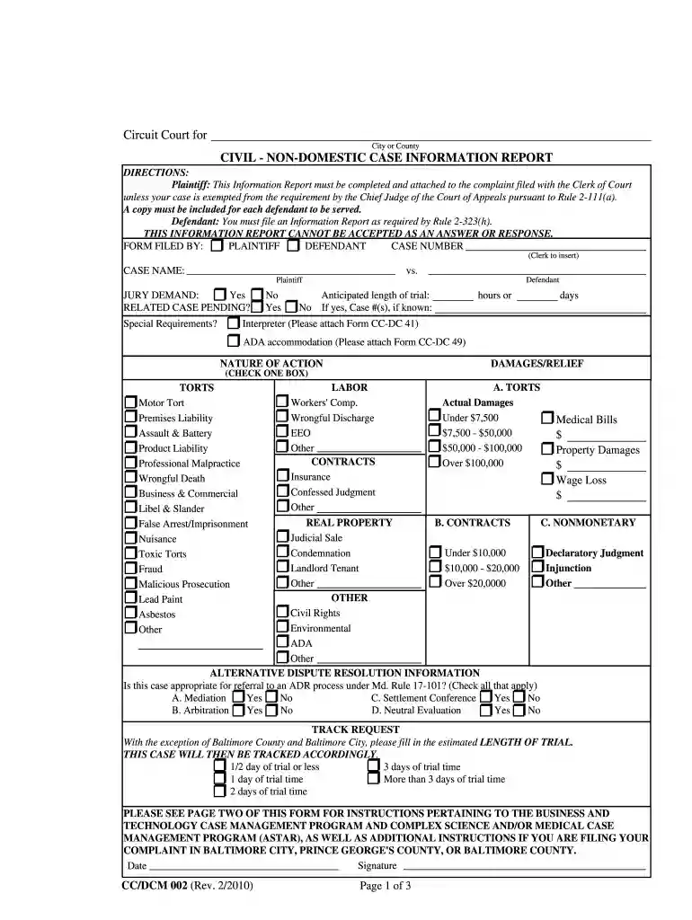 ccdcm002 2010 form Preview on Page 1