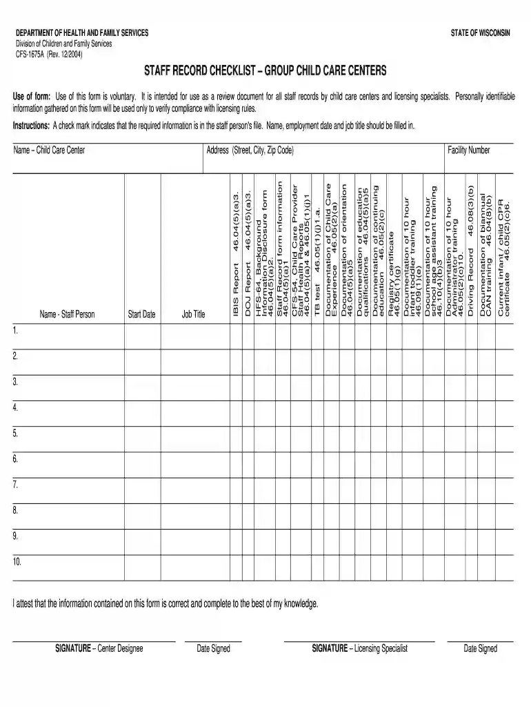 eec children's record checklist Preview on Page 1