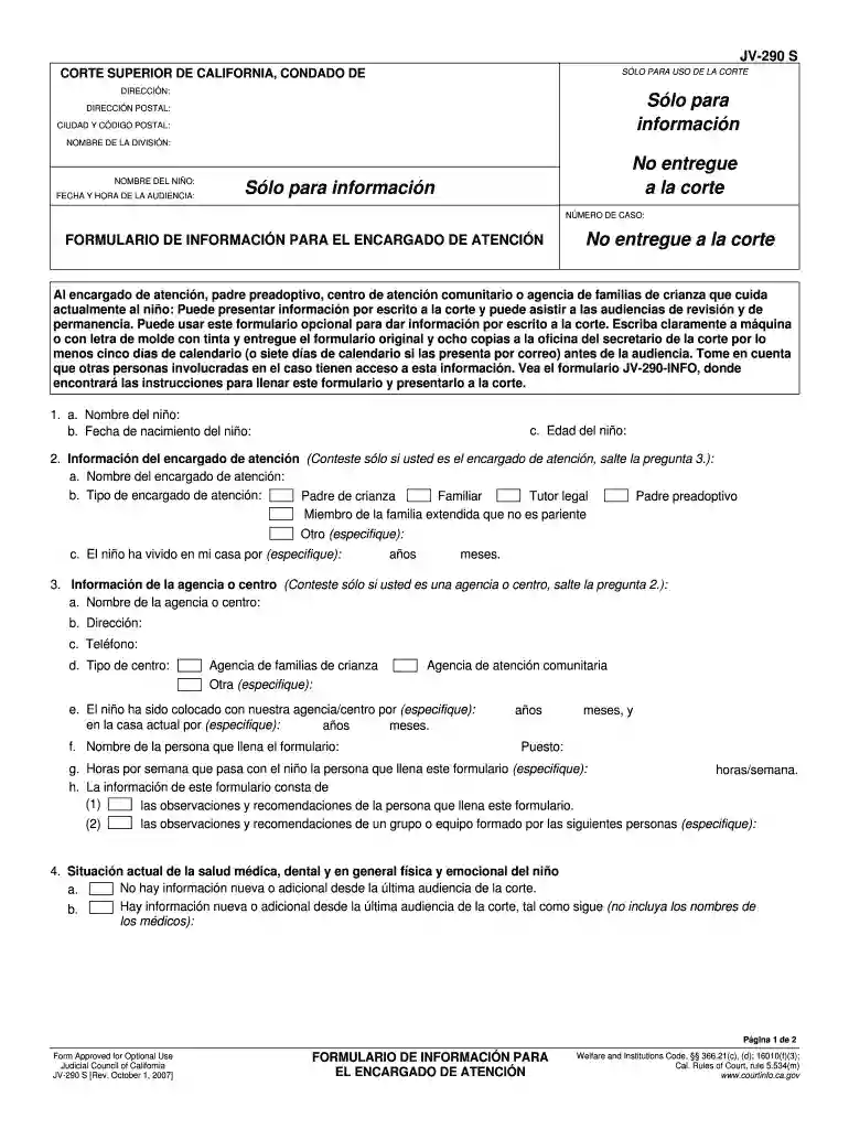 jv 290 s form Preview on Page 1