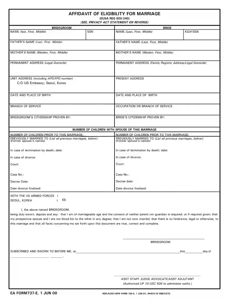 affidavit of eligibility to marry pdf Preview on Page 1