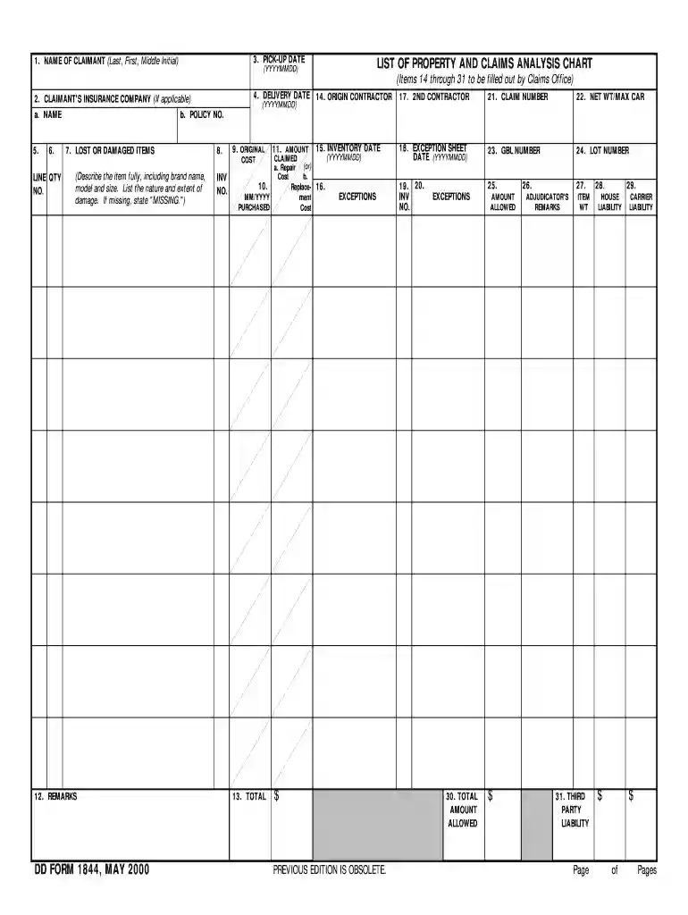 army dd form 1844 fillable Preview on Page 1