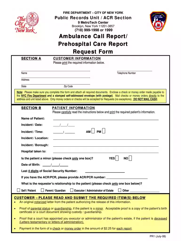fdny ambulance call report Preview on Page 1