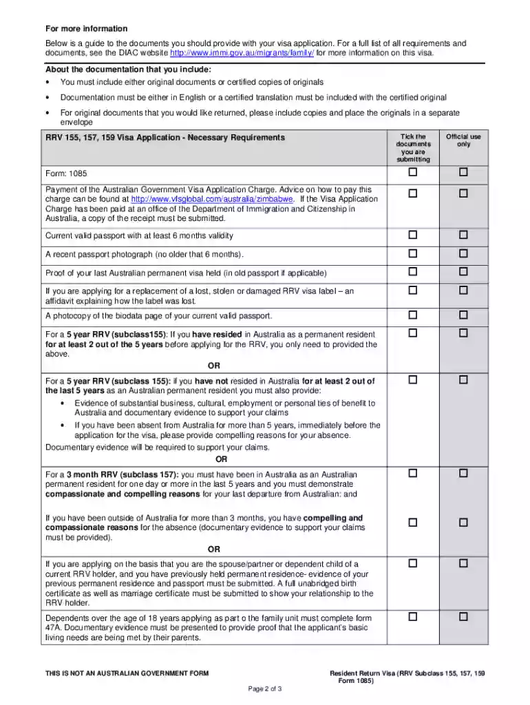 form 1085 Preview on Page 1