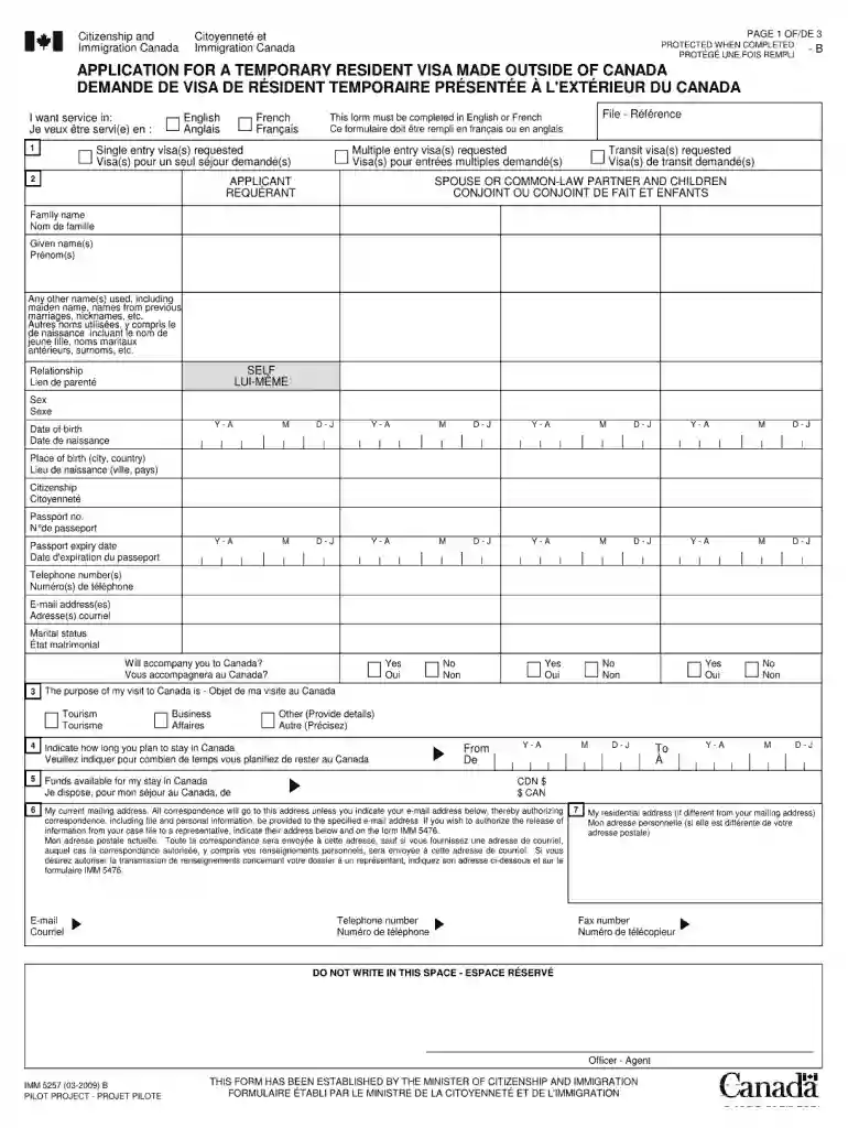 imm 5257 form 2009 Preview on Page 1