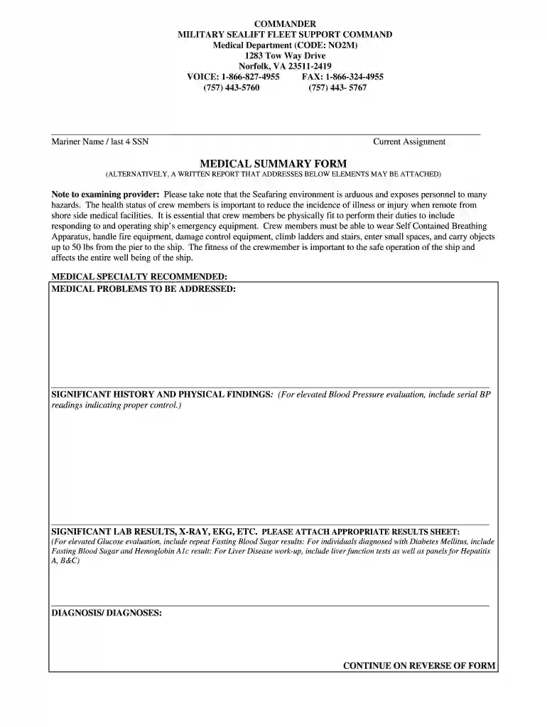 msc medical form pdf Preview on Page 1