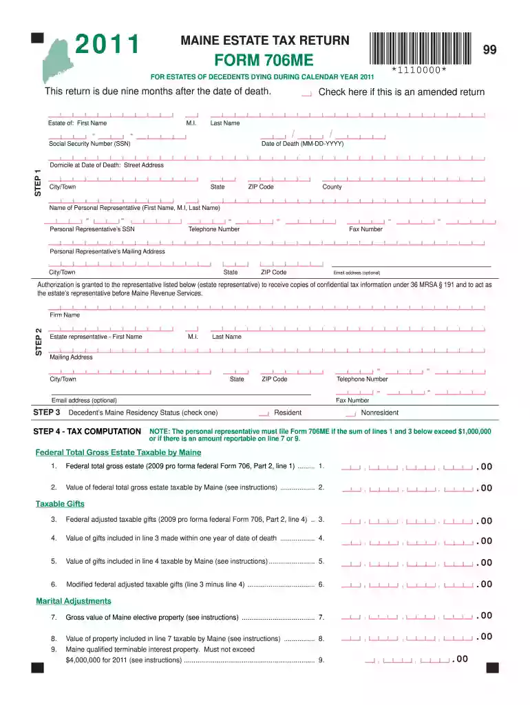 form 706me 2011 Preview on Page 1