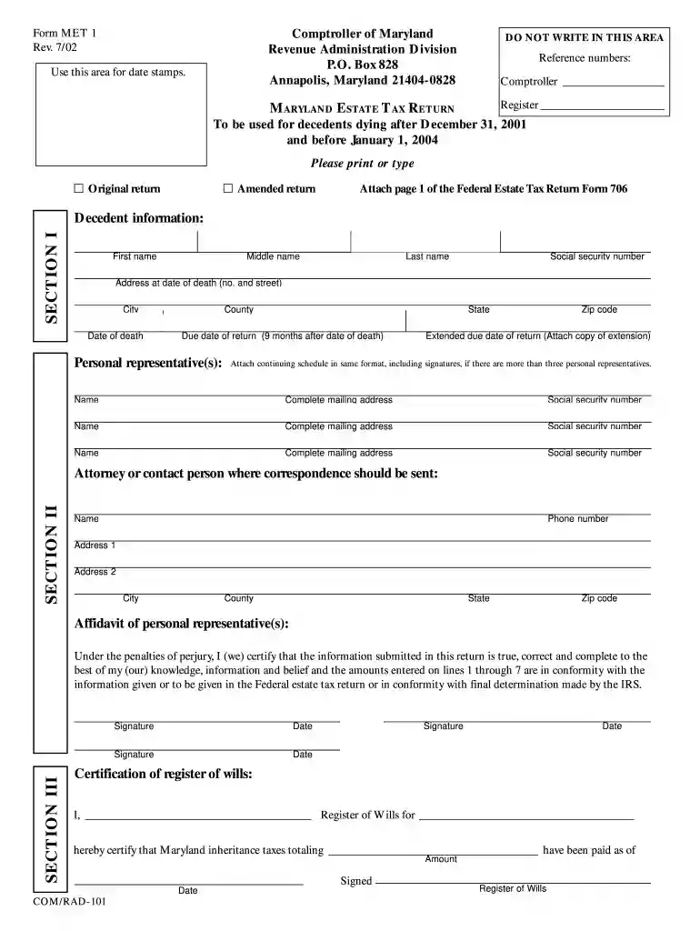 maryland form met 1 2002 Preview on Page 1