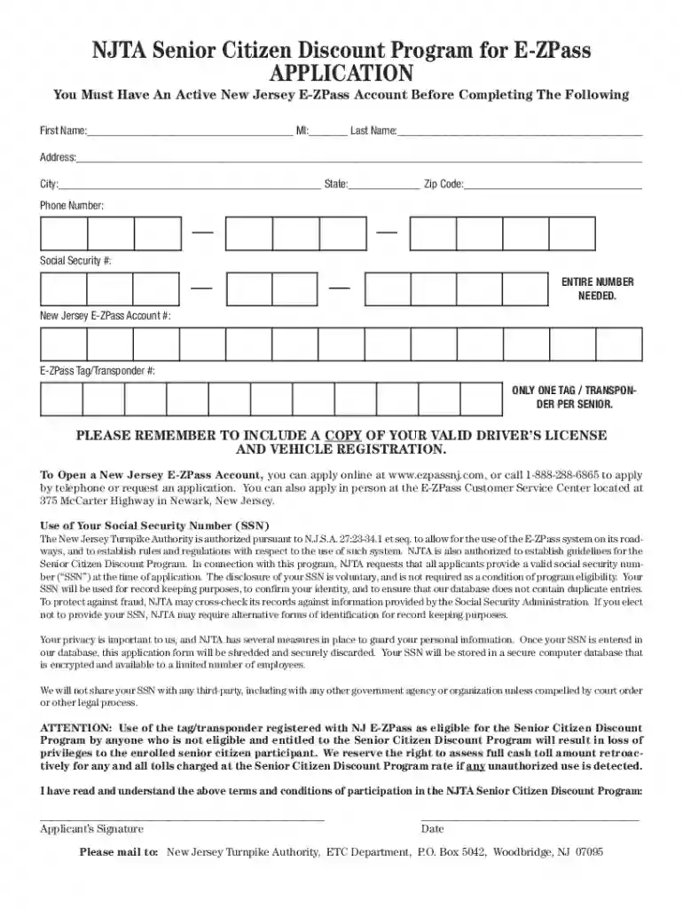 ez pass senior discount nj Preview on Page 1