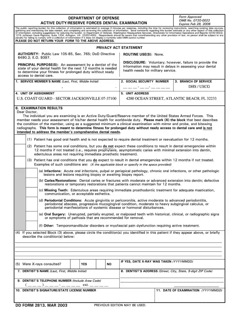 dd form 2813 Preview on Page 1