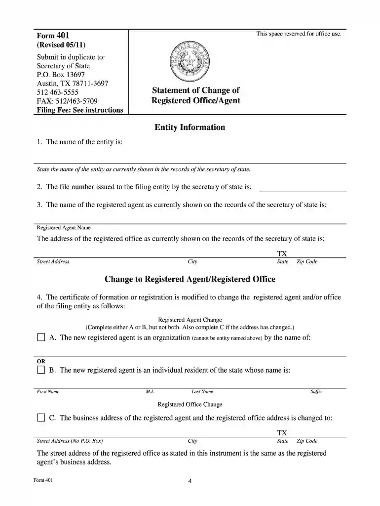 form 401 Preview on Page 1