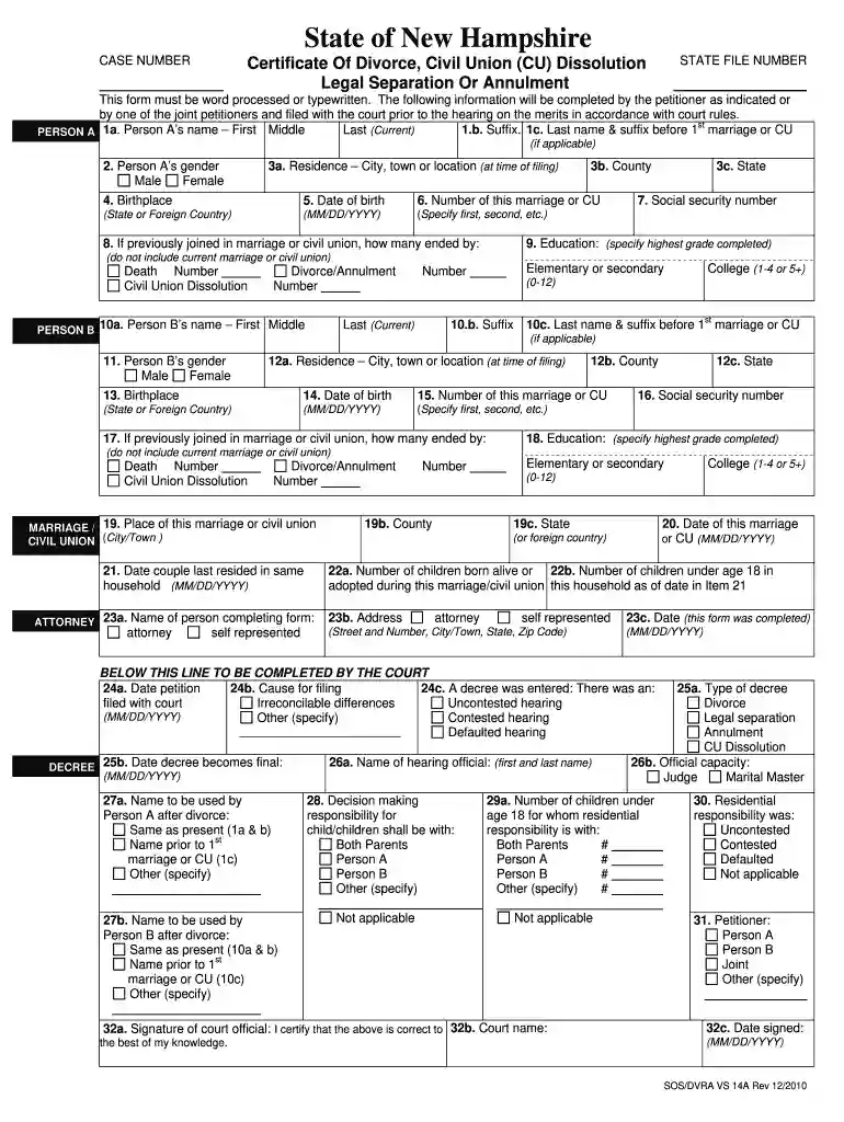 nh marriage license application form Preview on Page 1