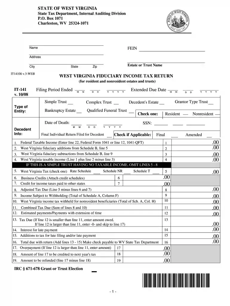 filing an estate income tax return in wv Preview on Page 1