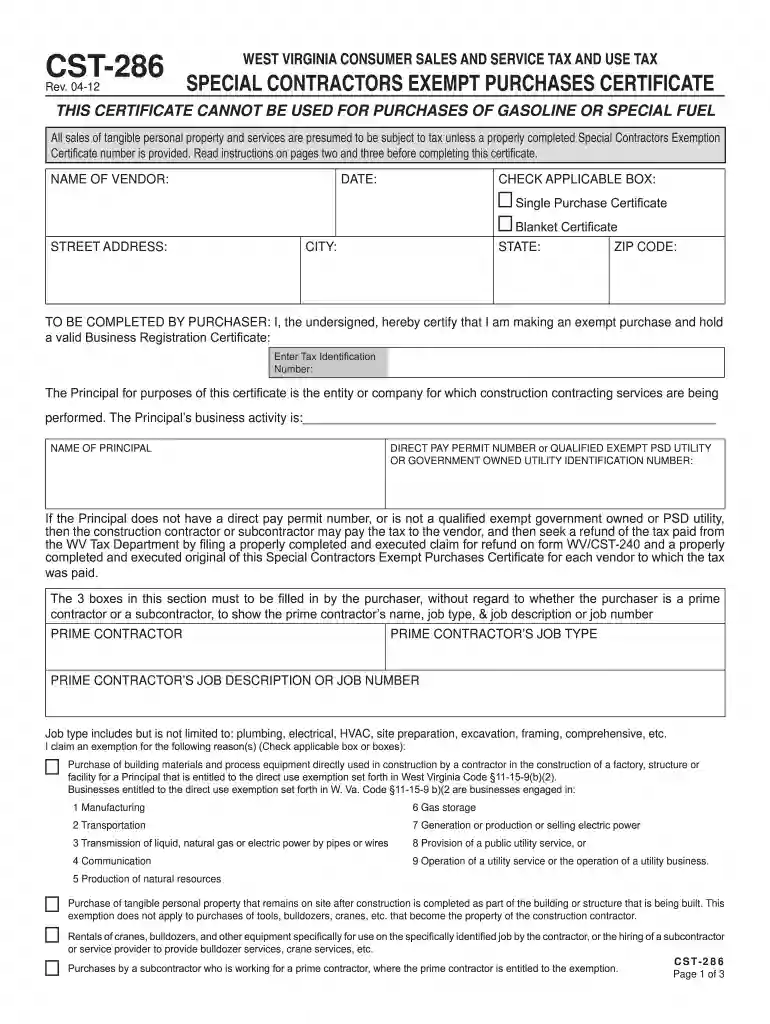 cst 286 form wv Preview on Page 1