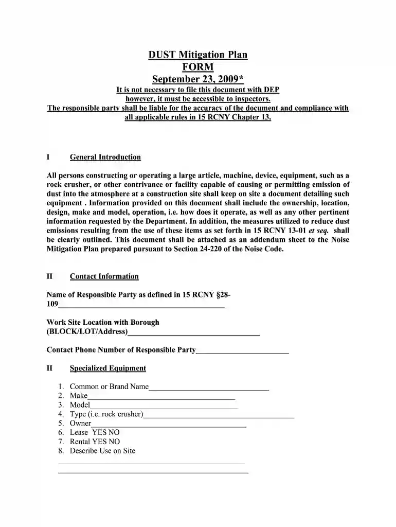 dust mitigation plan Preview on Page 1