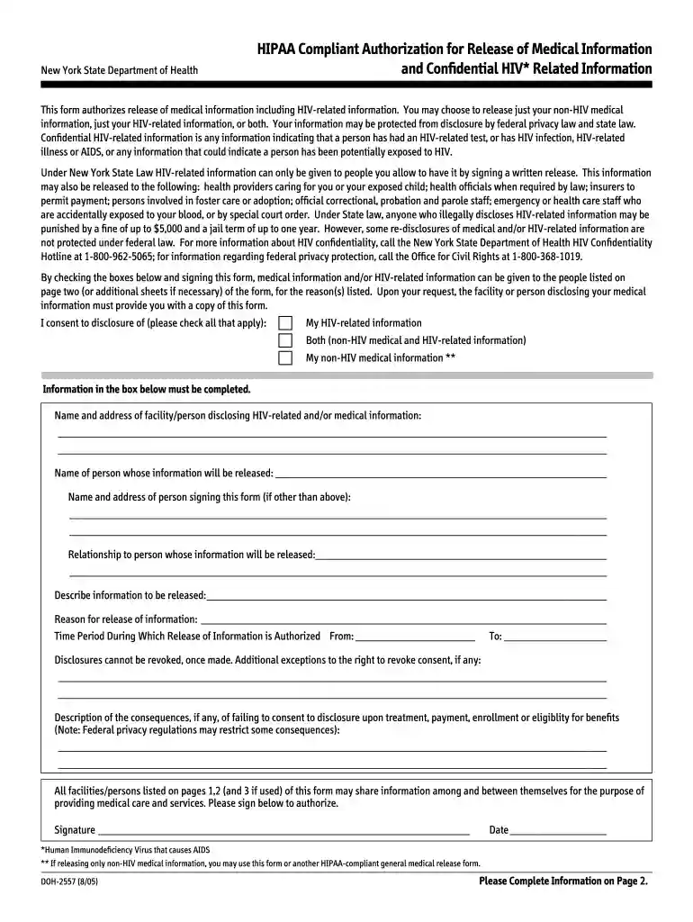 hipaa form 2016 2005 Preview on Page 1