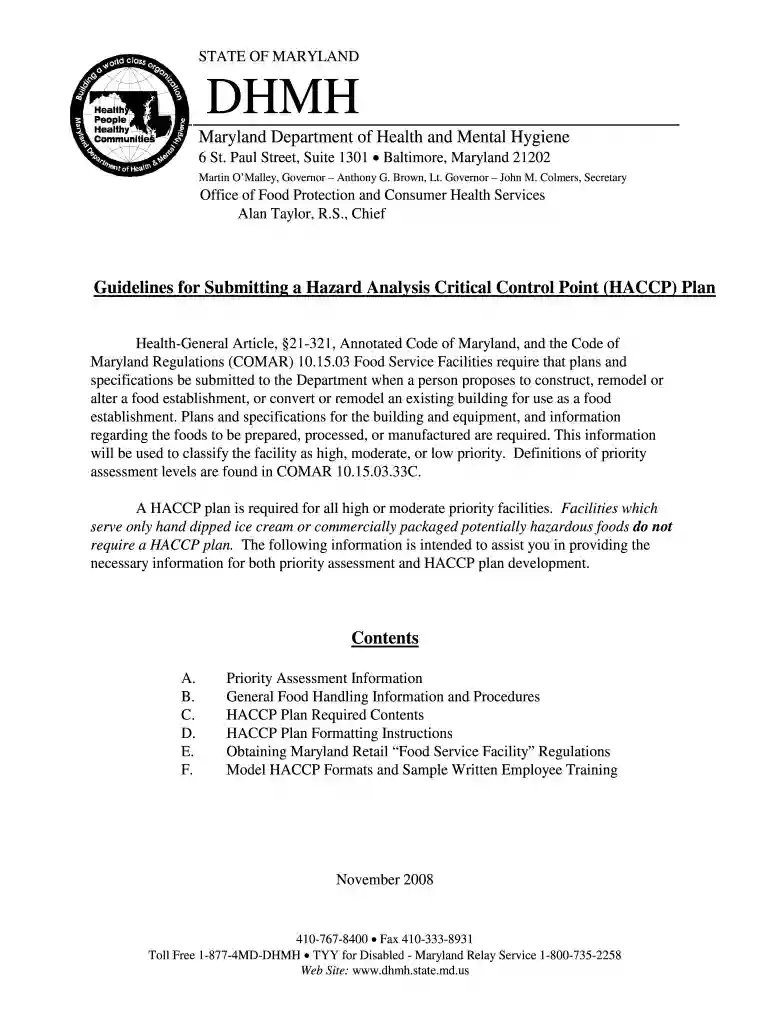 haccp plan Preview on Page 1