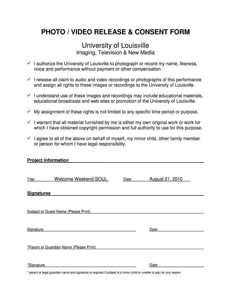 photo release consent form pdf Preview on Page 1
