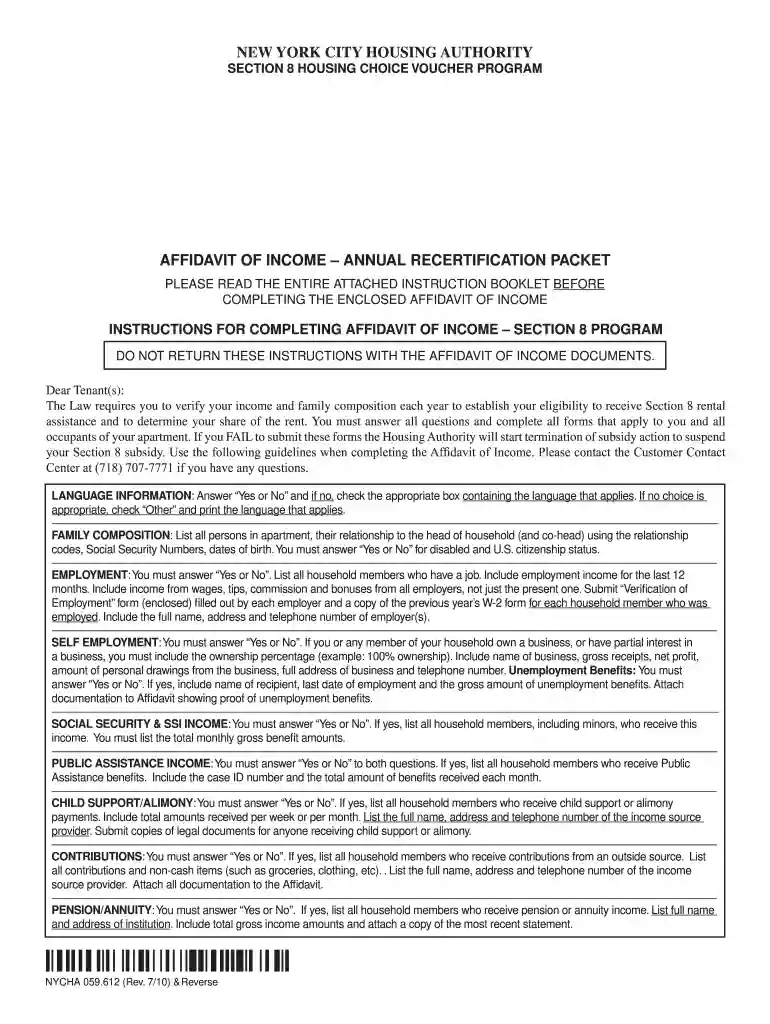 nycha annual recertification online Preview on Page 1