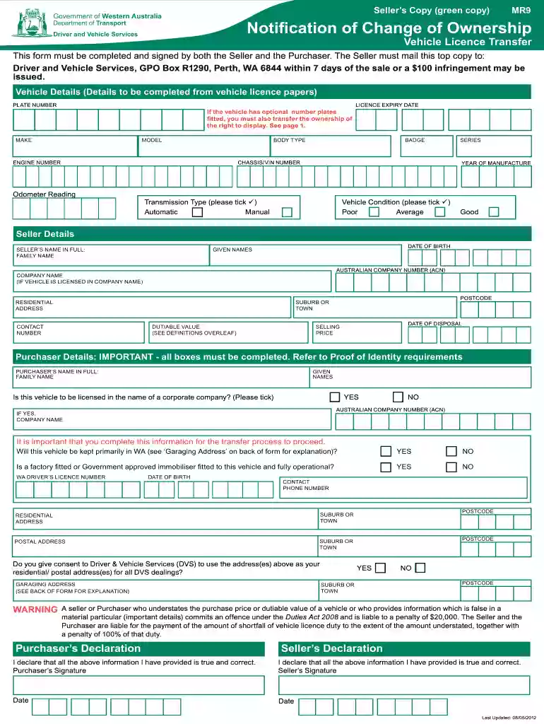 mr9 form Preview on Page 1