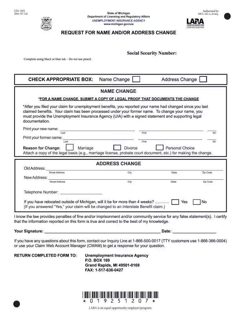 michigan uia forms Preview on Page 1