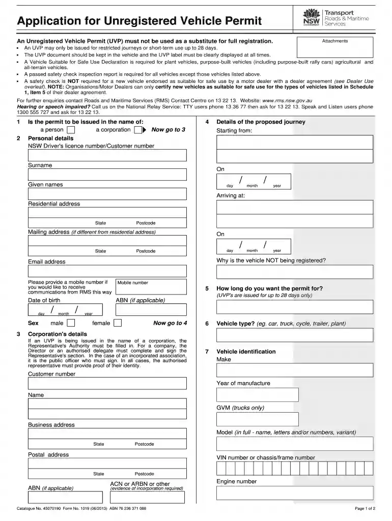 unregistered vehicle permit nsw Preview on Page 1