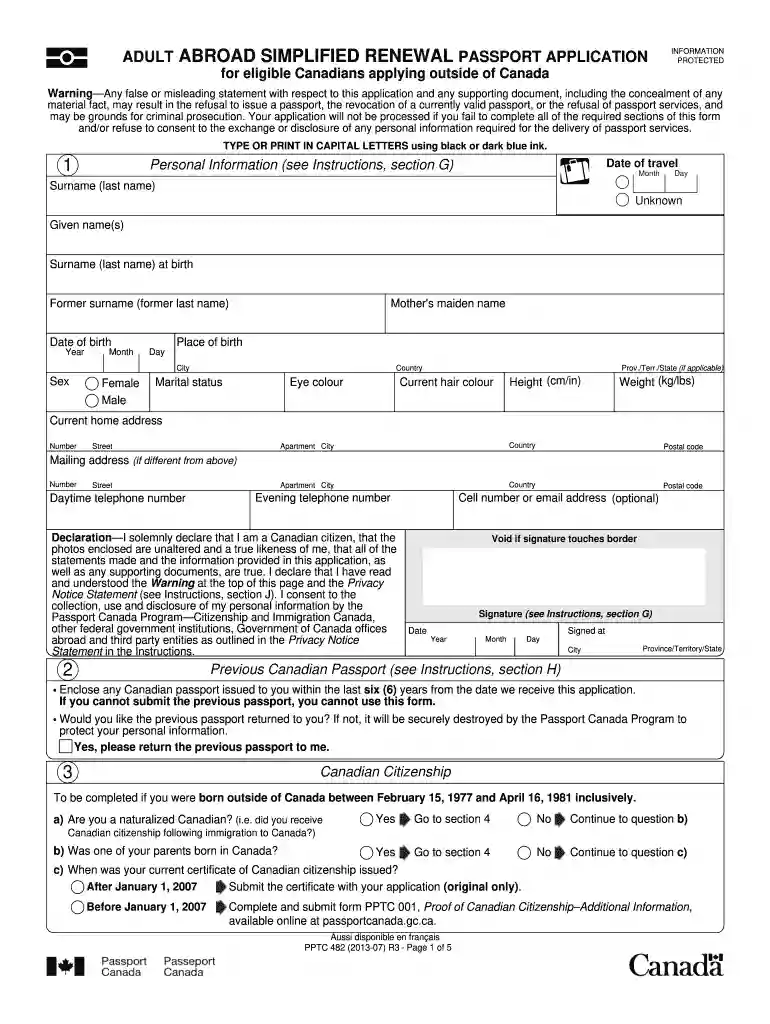 canadian passport 2013 form Preview on Page 1
