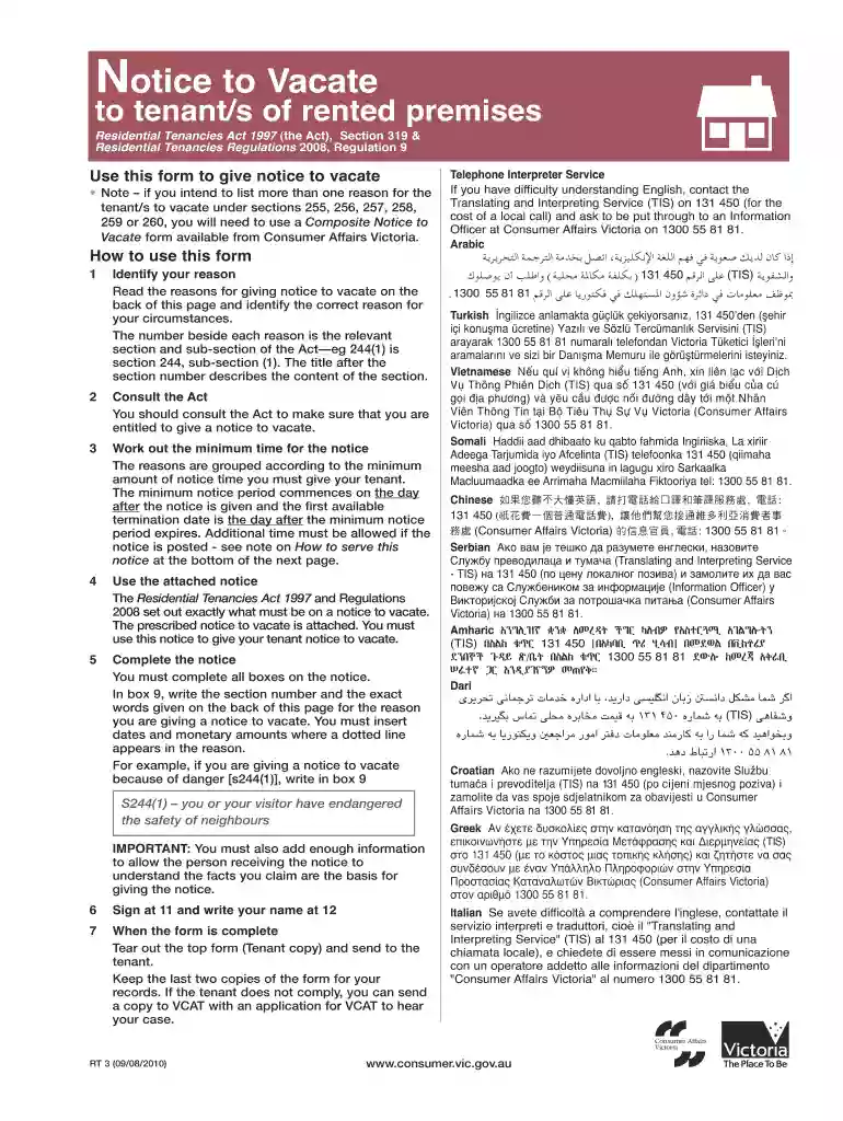 sample letter from landlord to tenant notice to vacate word Preview on Page 1