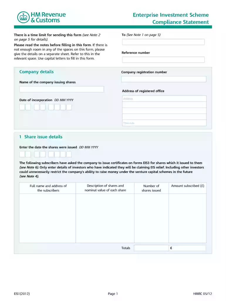 eis1 form Preview on Page 1
