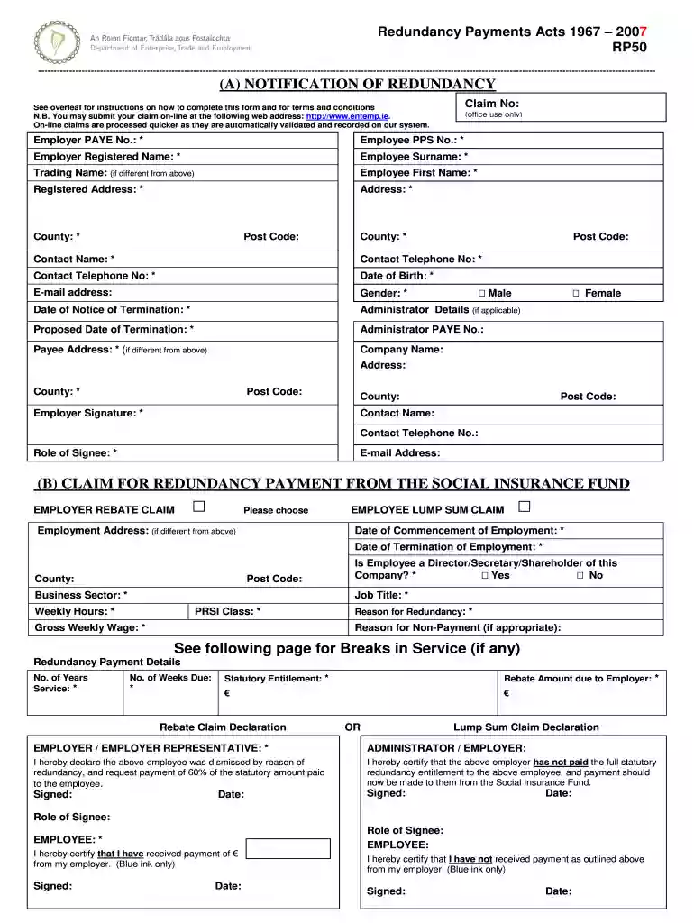 rp50 form Preview on Page 1