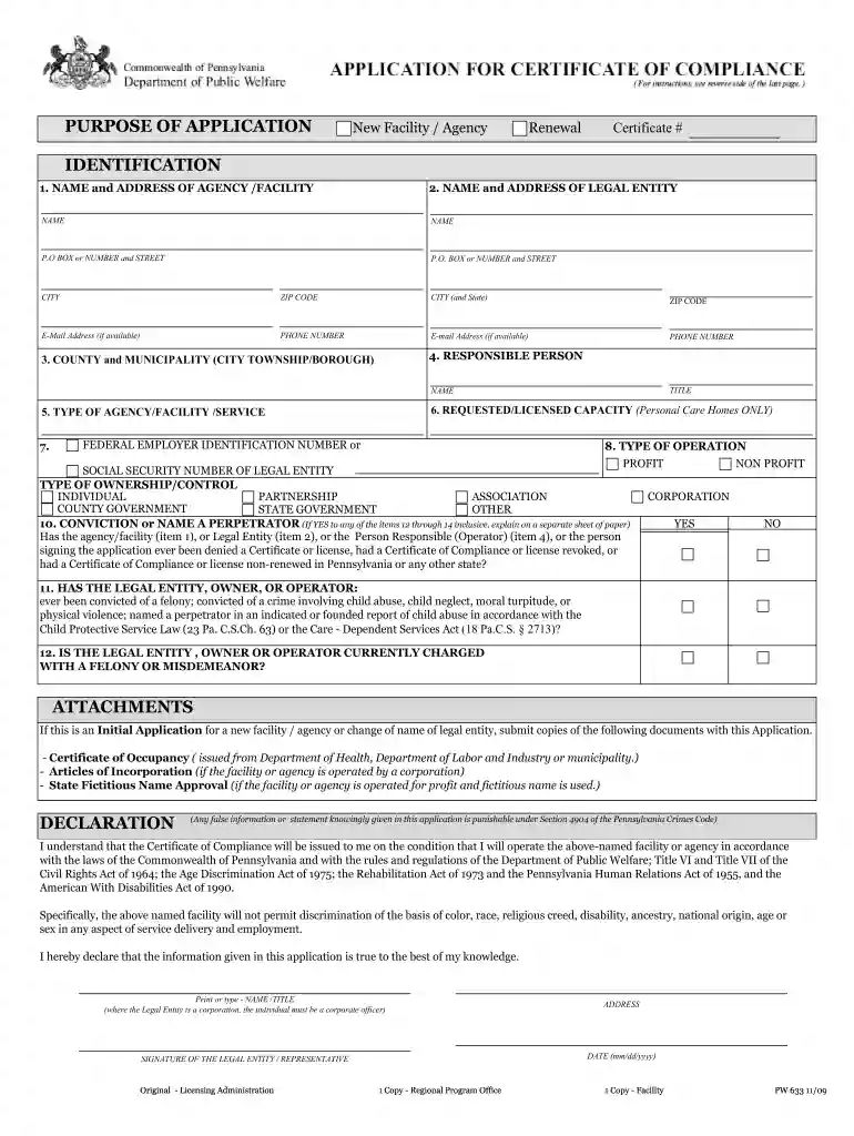 certificate of compliance pa Preview on Page 1
