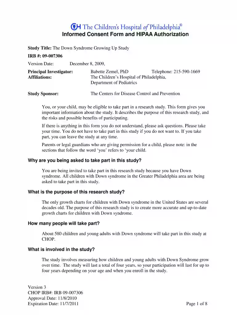 chop hipaa form Preview on Page 1