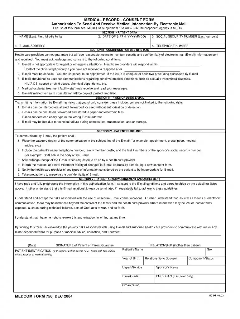 medcom form 756 Preview on Page 1