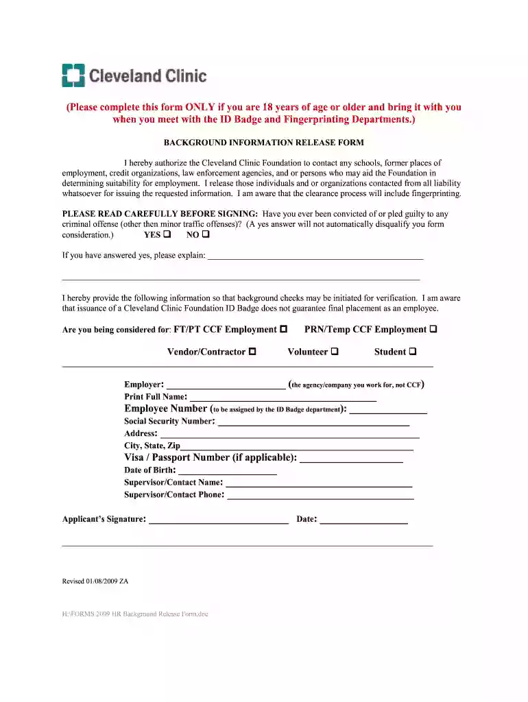 cleveland clinic discharge papers Preview on Page 1
