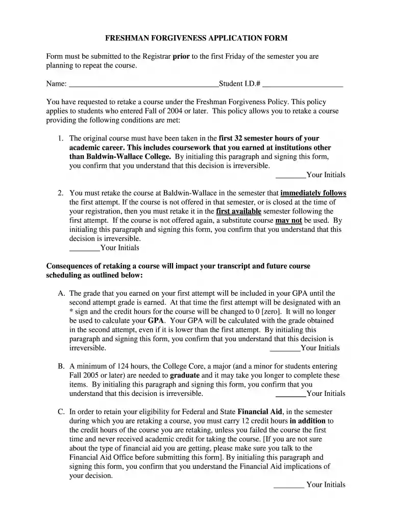 freshman forgiveness 2011 form Preview on Page 1