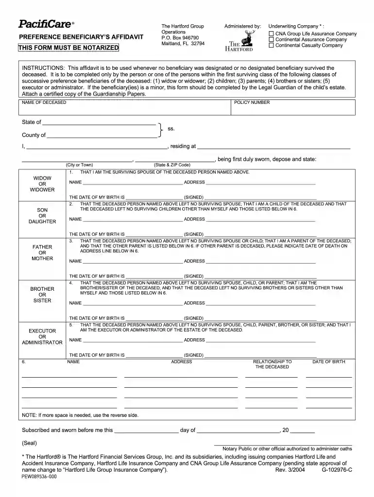 affidavit of legal beneficiaries Preview on Page 1