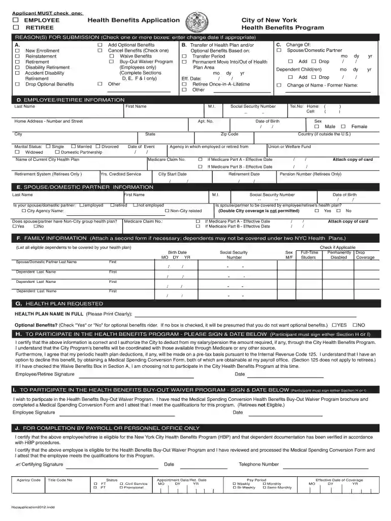 health benefits application Preview on Page 1