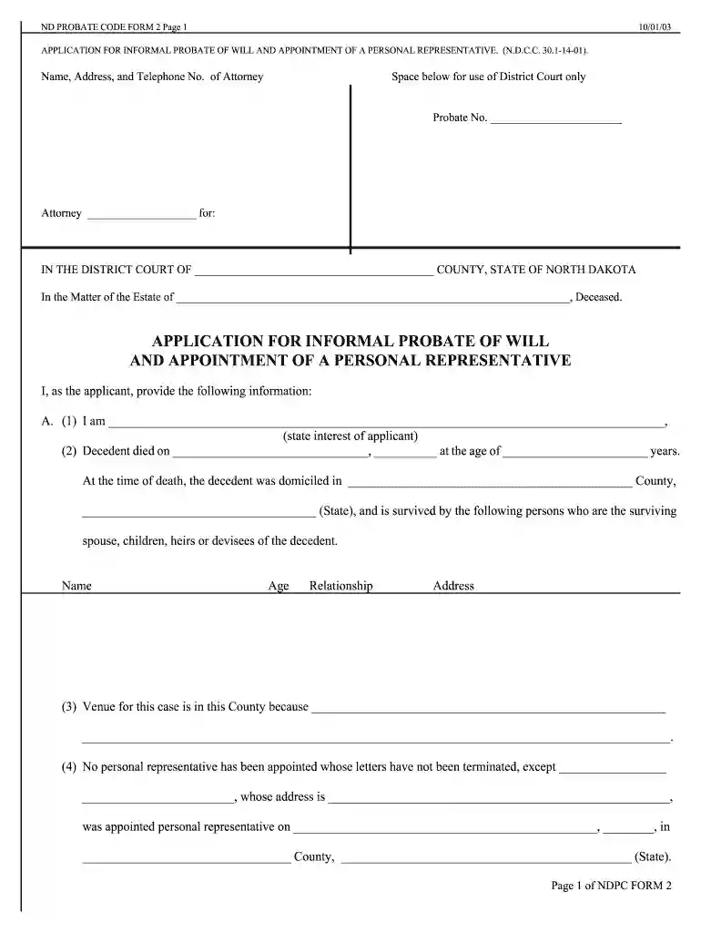 how much does probate cost in north dakota Preview on Page 1