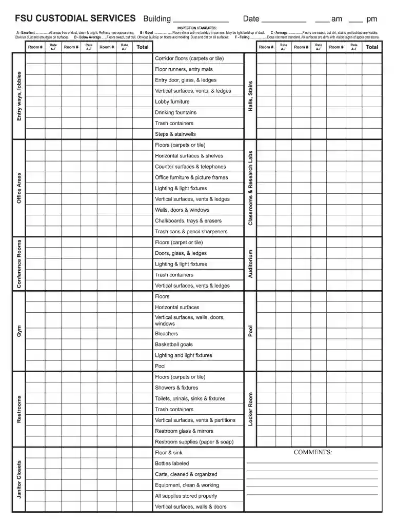 facility cleaning checklist template excel Preview on Page 1