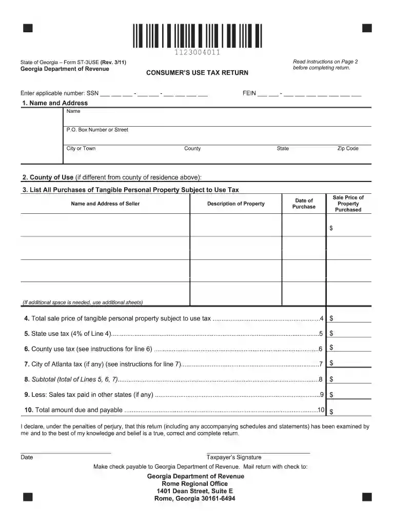 georgia form st 3use 2011 Preview on Page 1