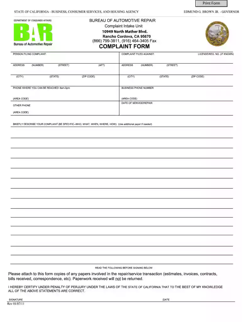 bureau of automotive repair complaints Preview on Page 1